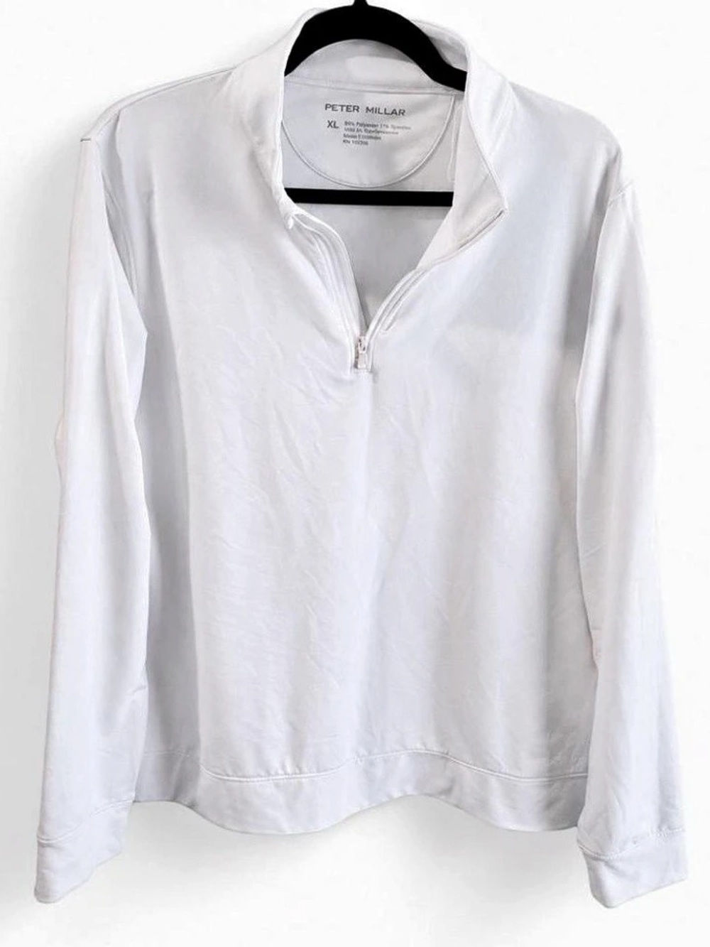 Peter Millar Long Sleeve Quarter-Zip Polo White XL